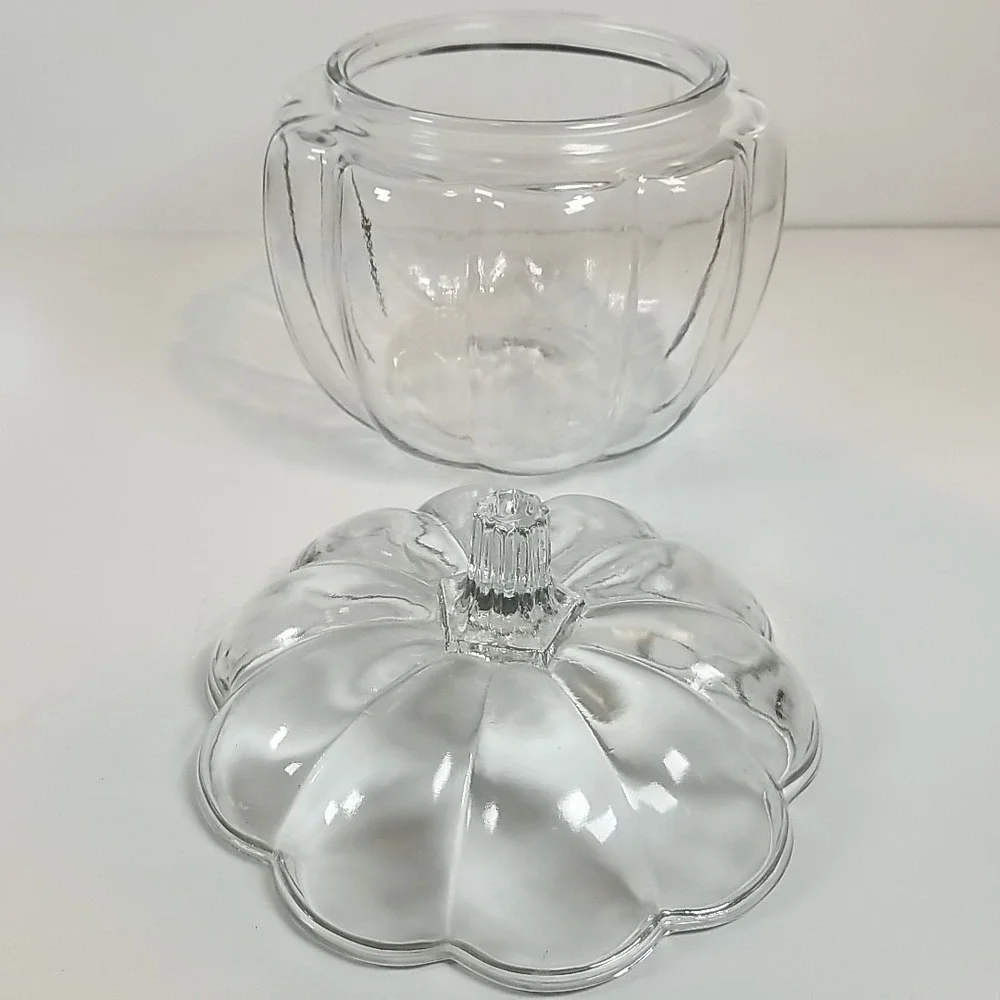 Jar with Lid Clear Glass Pumpkin Shape 70 oz. Anchor Hocking